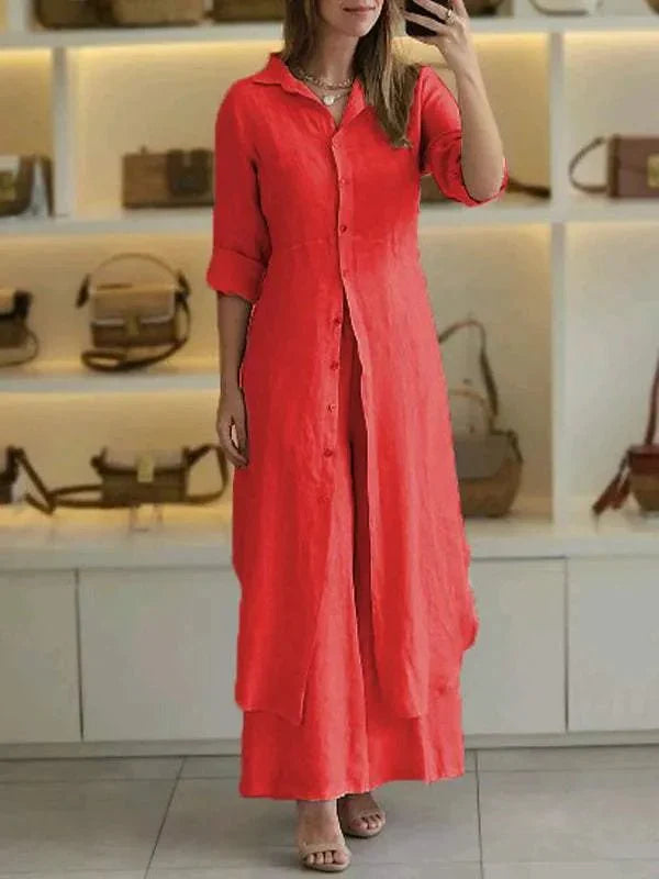 Alessia | Long Button-Down Two-Piece Set