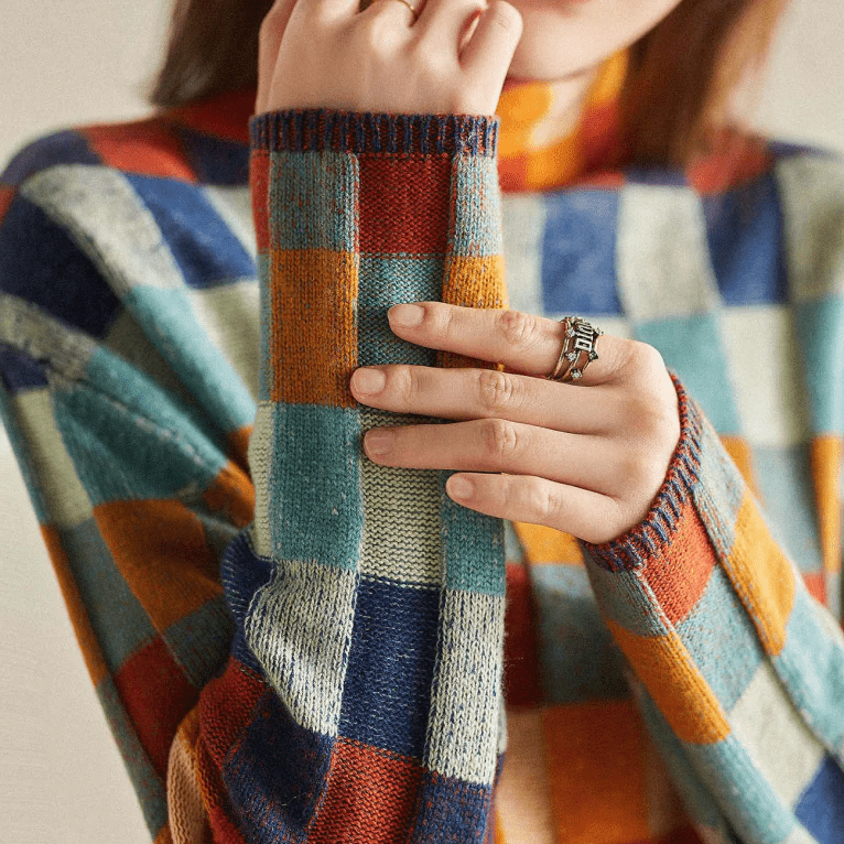 Kate | Colorblock Checkered Sweater