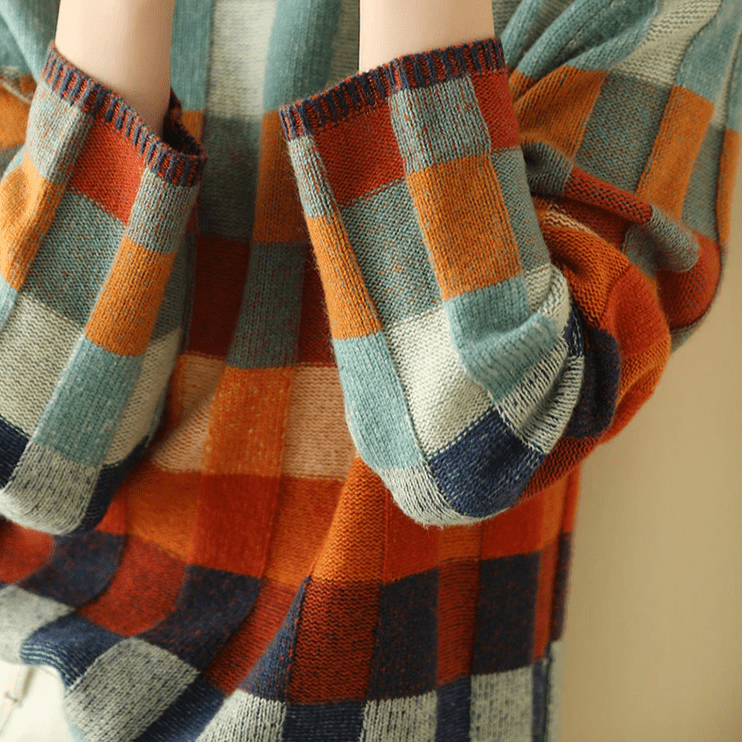 Kate | Colorblock Checkered Sweater