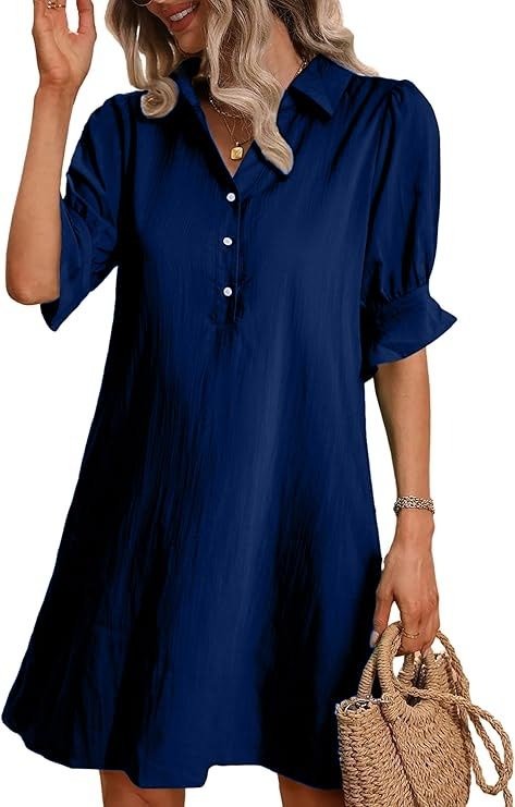 Vionne | Effortless Button-Collar Shirt Dress
