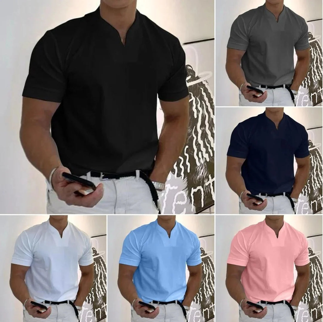 Men/Gentlemans business Short Sleeve V-neck T Shirt