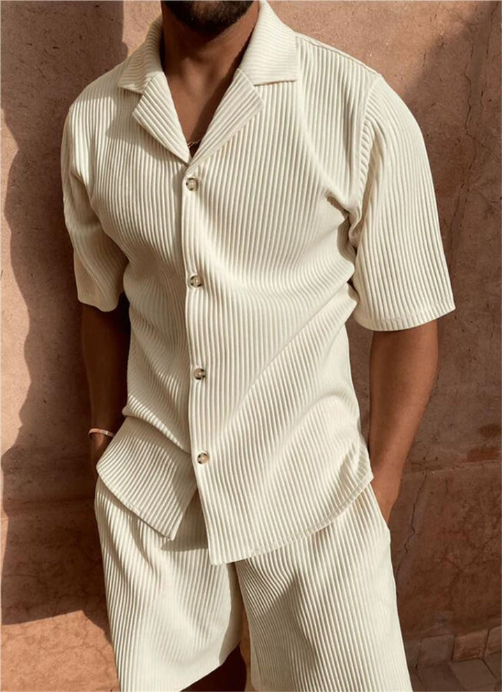 Koa | Men’s Vertical-Ribbed Short-Sleeve Shirt &amp; Shorts Co-ord Set
