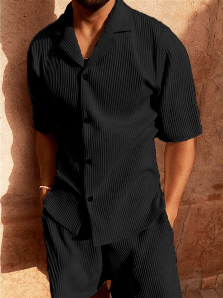 Koa | Men’s Vertical-Ribbed Short-Sleeve Shirt &amp; Shorts Co-ord Set