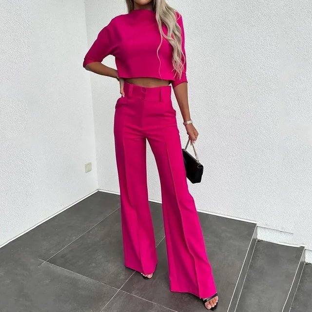 Avril | Women’s Cropped Top and High Waist Pants Set