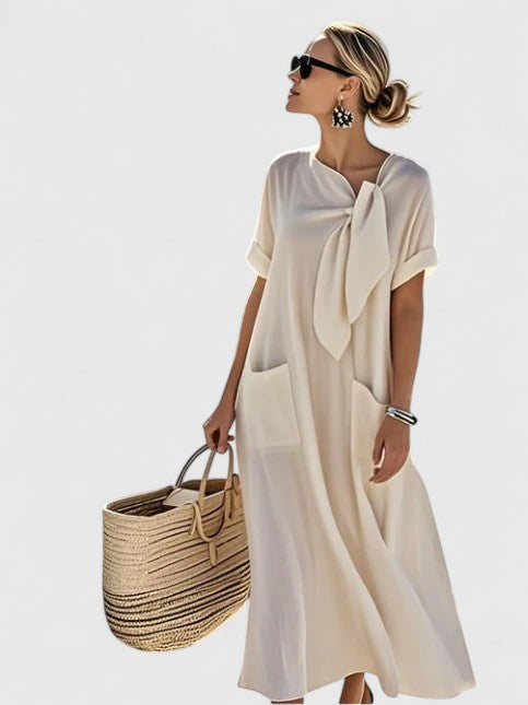 Paloma | Women’s Tie-Neck Relaxed Shift Dress with Pockets
