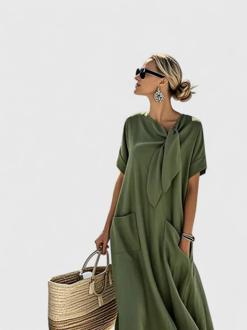 Paloma | Women’s Tie-Neck Relaxed Shift Dress with Pockets