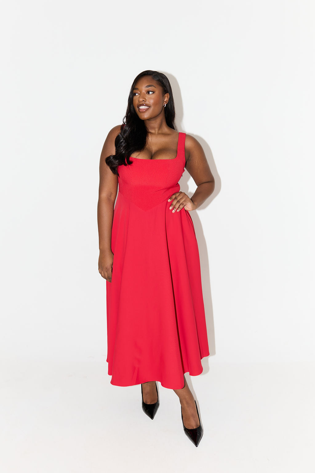 Celina | Elegant Square Neck Midi Dress
