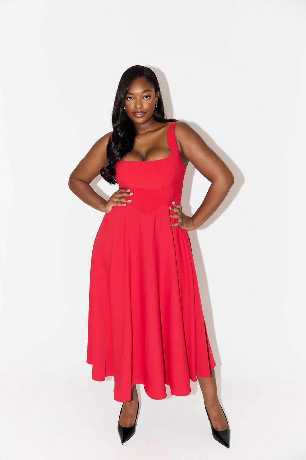 Celina | Elegant Square Neck Midi Dress