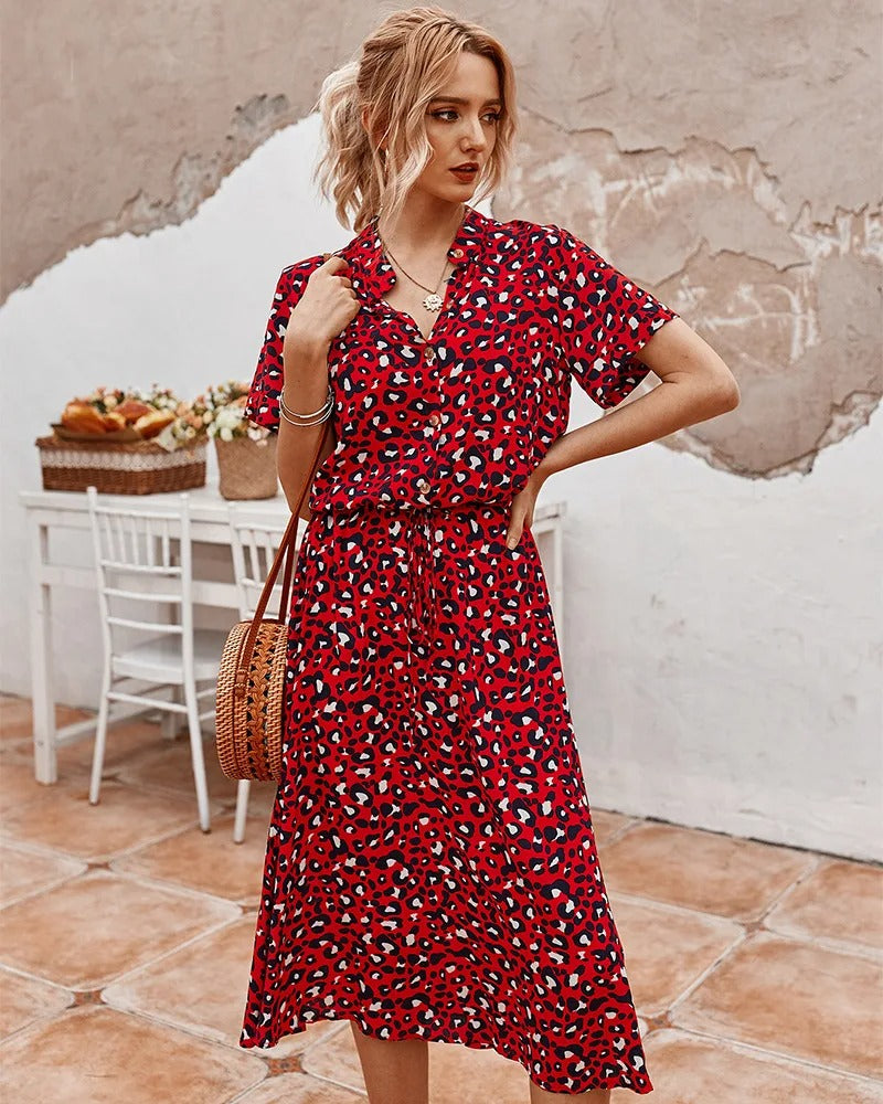 Sienna | Relaxed Leopard Print Midi Dress