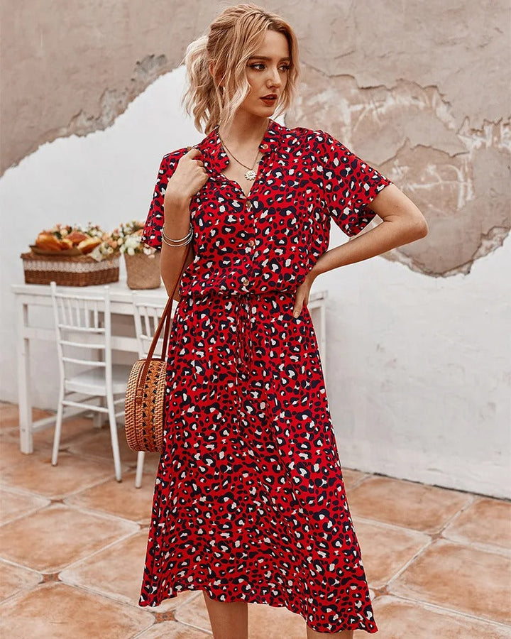 Sienna | Relaxed Leopard Print Midi Dress