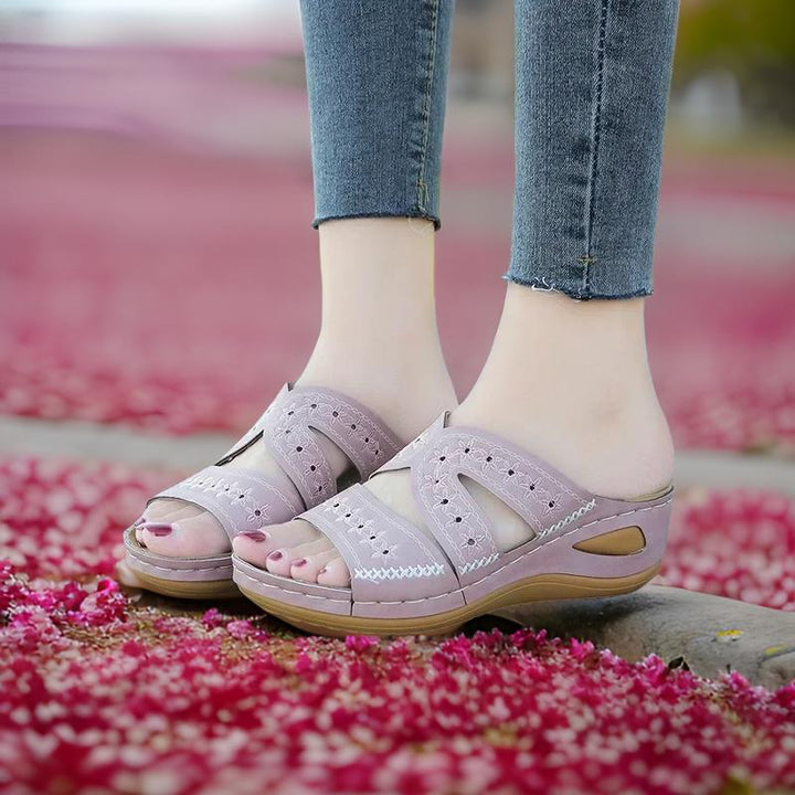 Reina | Embroidered Comfort Slip-On Sandals