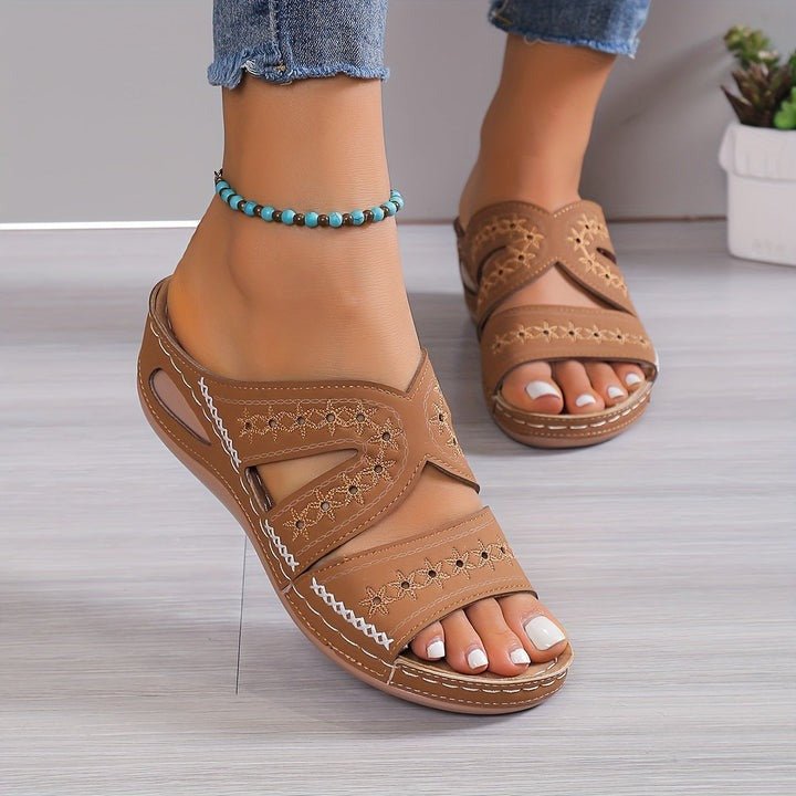 Reina | Embroidered Comfort Slip-On Sandals