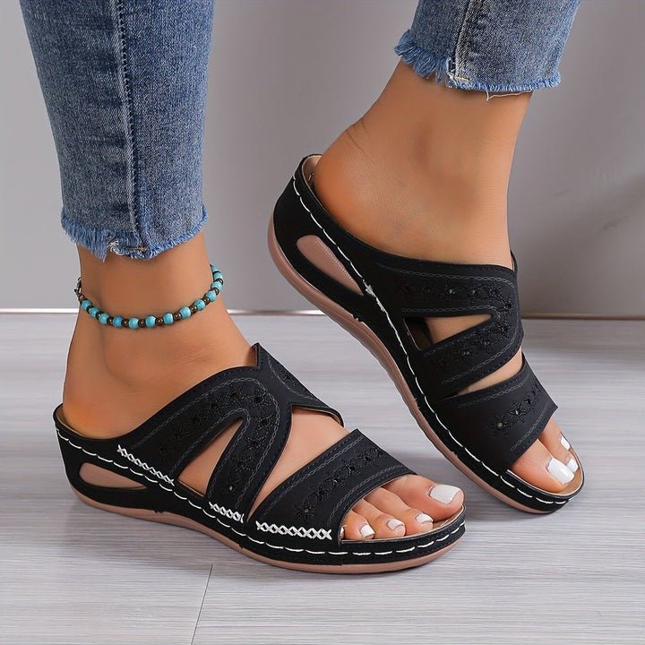 Reina | Embroidered Comfort Slip-On Sandals