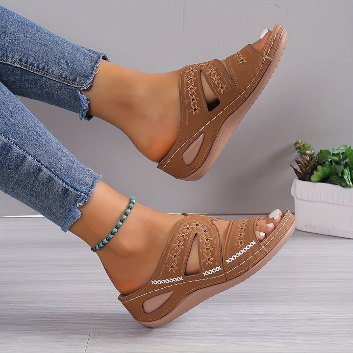 Reina | Embroidered Comfort Slip-On Sandals