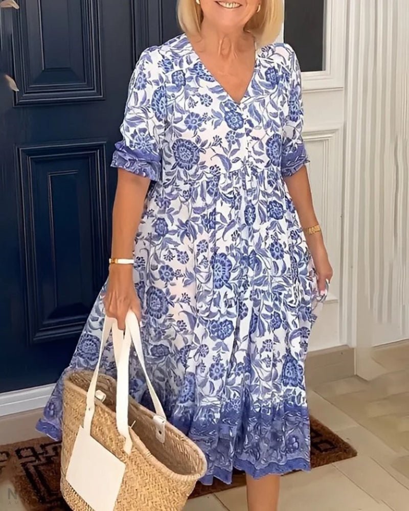 Serena | Floral V-Neck Cover Dress