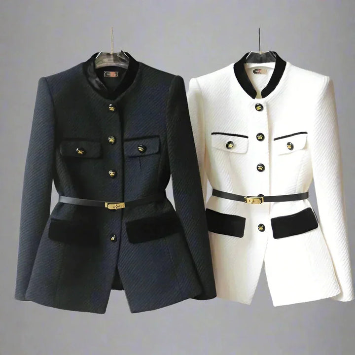Celestine | Elegant Contrast Button Blazer