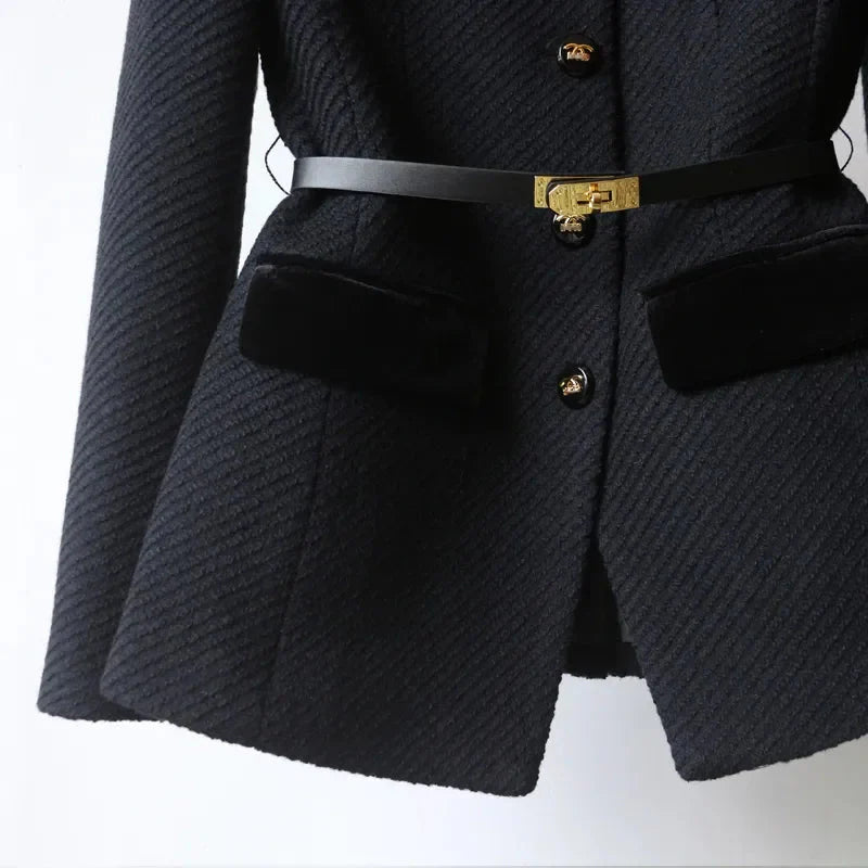 Celestine | Elegant Contrast Button Blazer
