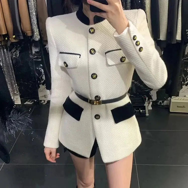 Celestine | Elegant Contrast Button Blazer
