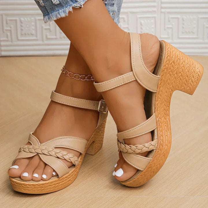 Solara | Stylish Woven Block Heel Sandals