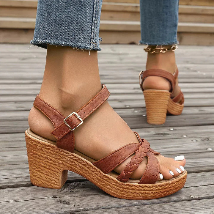 Solara | Stylish Woven Block Heel Sandals