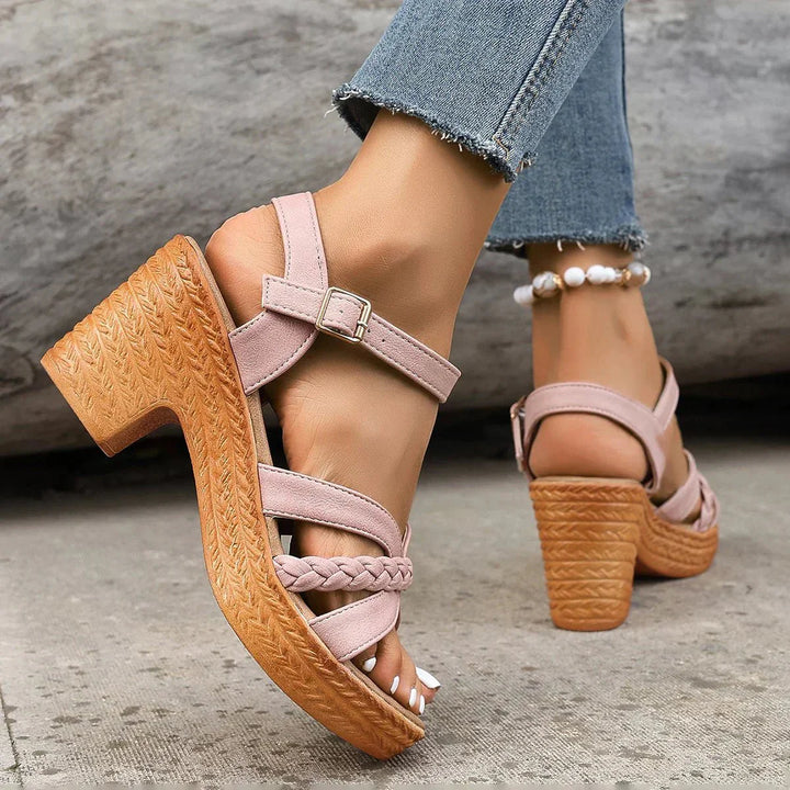 Solara | Stylish Woven Block Heel Sandals