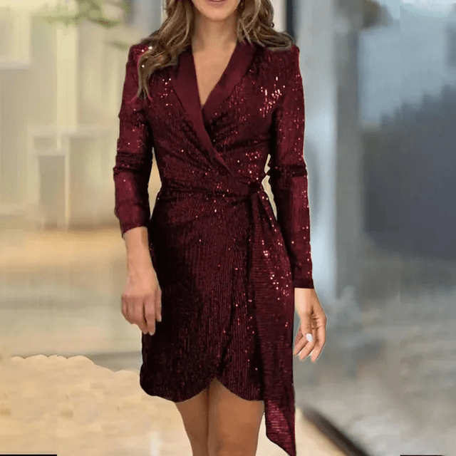 Elegant Sequin Wrap Dress