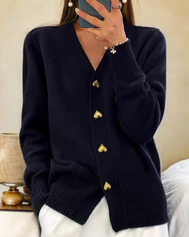 Zerelle | Heart-Button Classic Cardigan