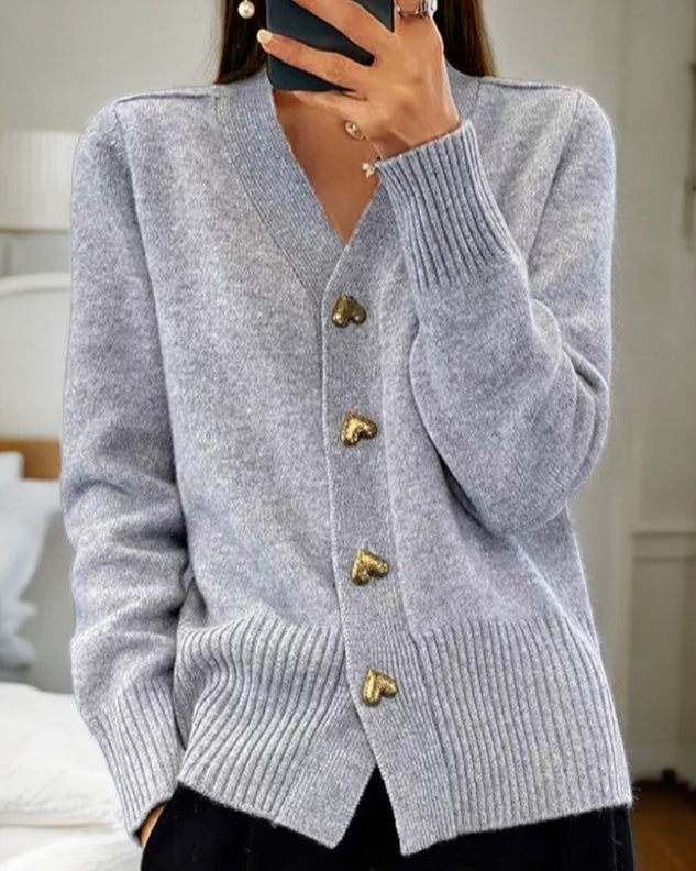 Zerelle | Heart-Button Classic Cardigan