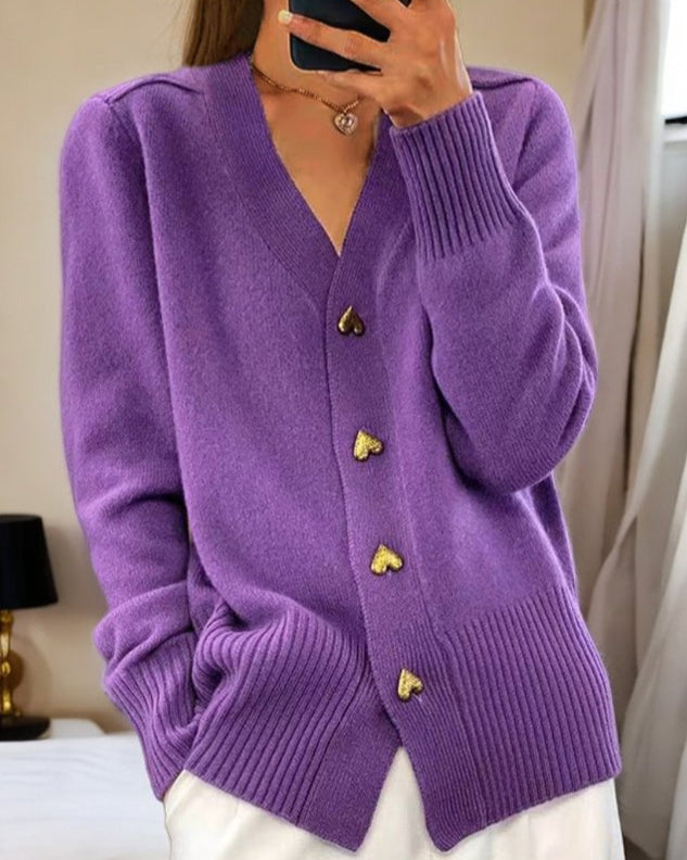 Zerelle | Heart-Button Classic Cardigan