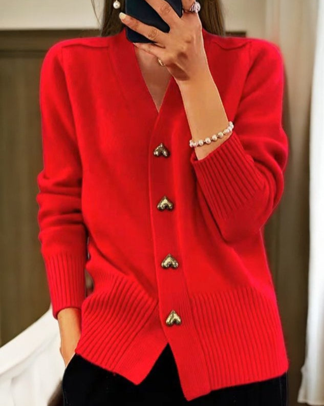 Zerelle | Heart-Button Classic Cardigan