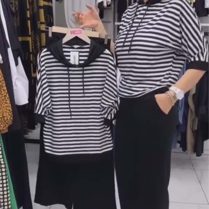 Marina | Striped Top & Solid Trousers Set