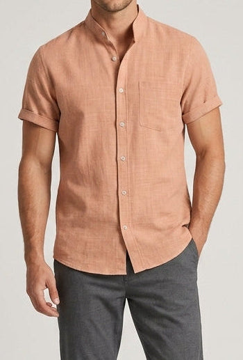 Landon | Men’s Breathable Band-Collar Linen Shirt