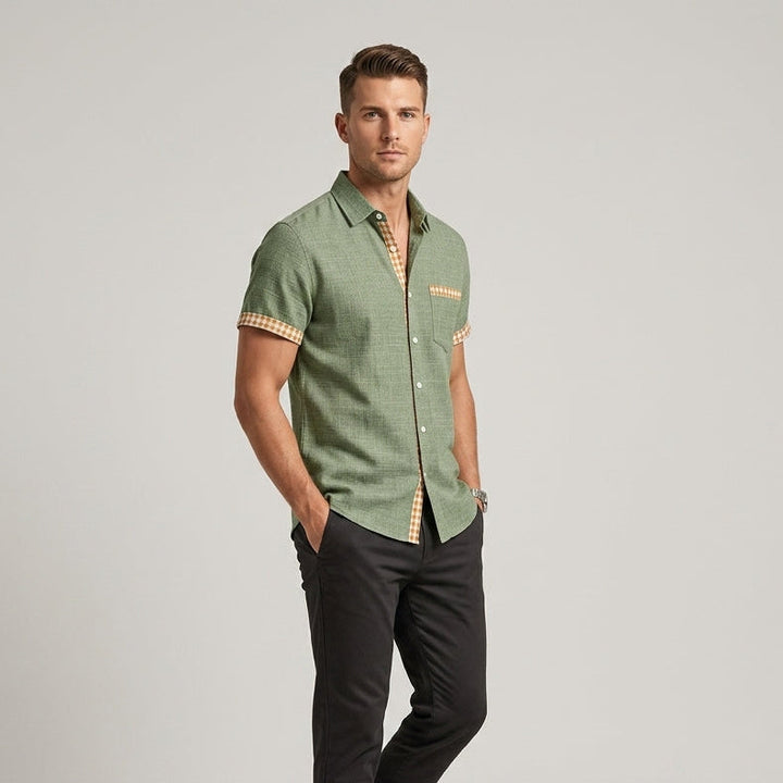 Finn | Men’s Gingham-Trimmed Coastal Linen Shirt