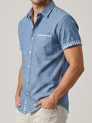 Finn | Men’s Gingham-Trimmed Coastal Linen Shirt