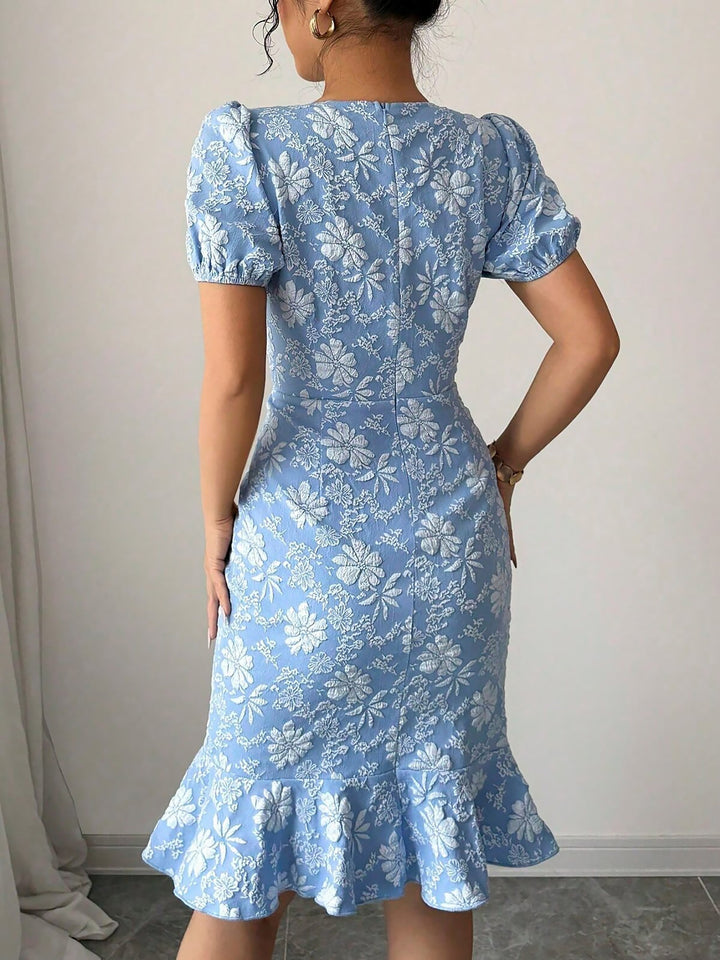 Elowen | Floral Texture Midi Dress