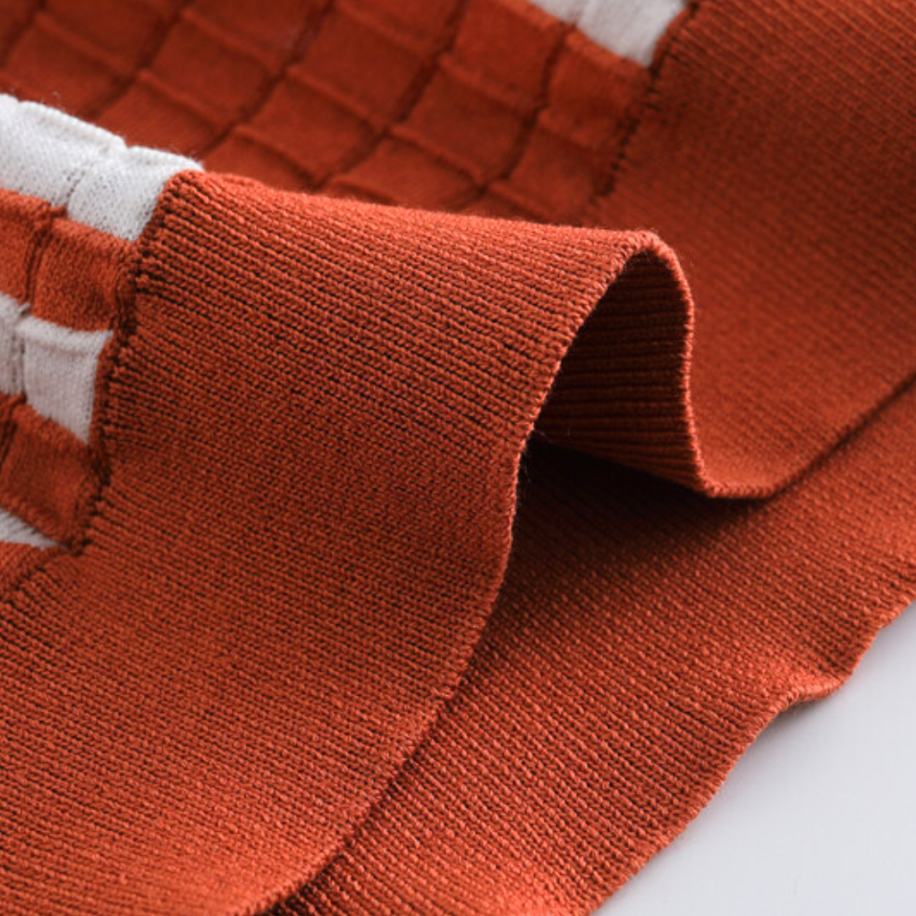 Luca | Men’s Retro Knit Johnny Collar Vertical Stripe Polo